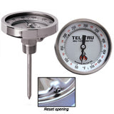 Tel-Tru Thermometer with 3in face and 4in stem with calibration adj (Silver face) BQ300R4 - 130207
