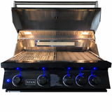 Titan 304 S/S 4 burner Satin Black Gas BBQ Head Unit c/w rear burner and LED lights
