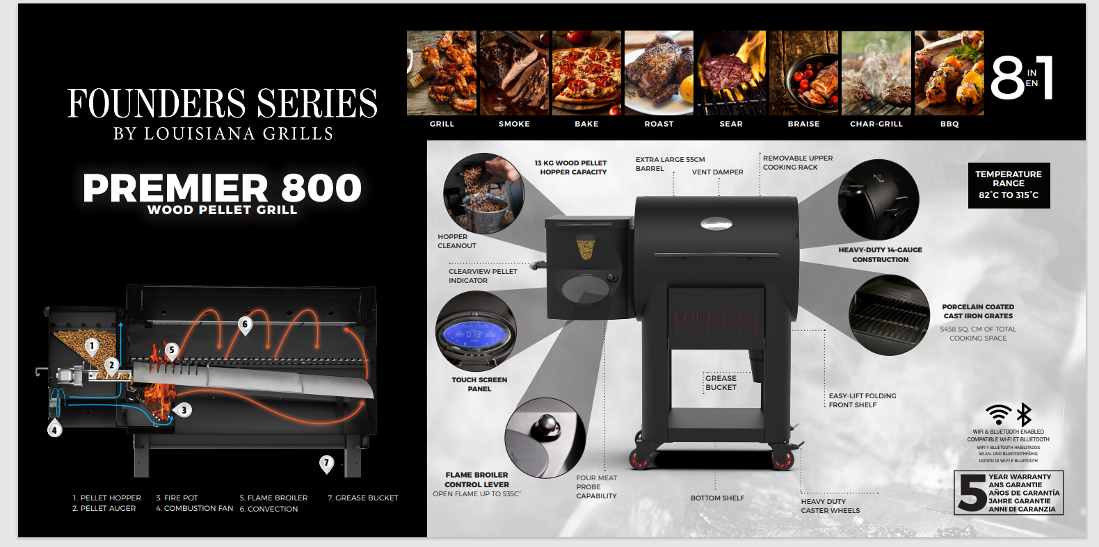Louisiana Pellet Grills Founder Series 800 c/w iconnect and wifi - 129713