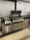 Titan Outdoor Kitchen - c/w Titan 4 BBQ and Double side burner then your choice of drawers/doors/rubbish bin. Marble top and composite construction