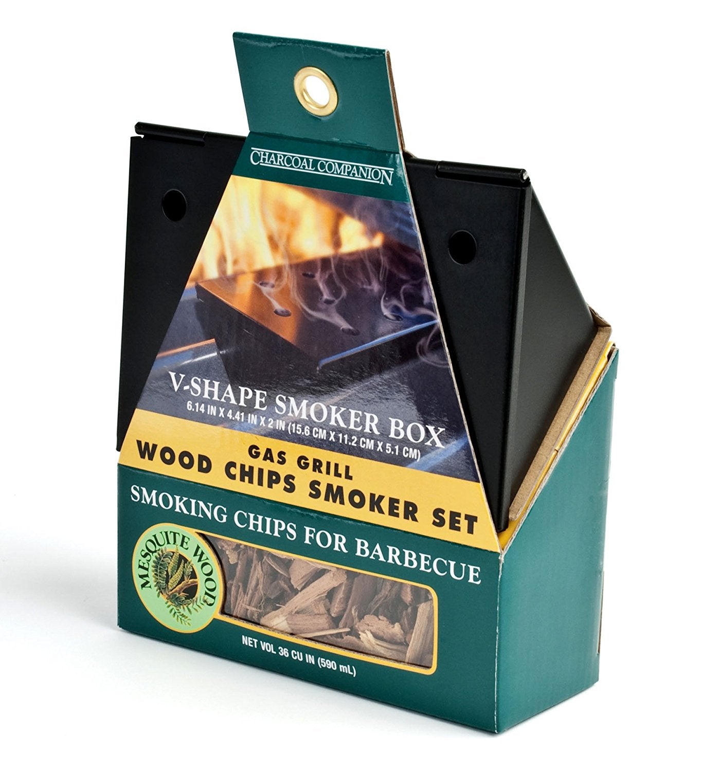Charcoal Companion V Shaped Smoker Set w/Smoking Chips